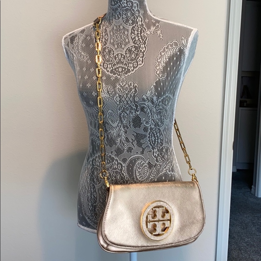 Vintage Y2K Tory Burch Rosegold Crossbody Bag